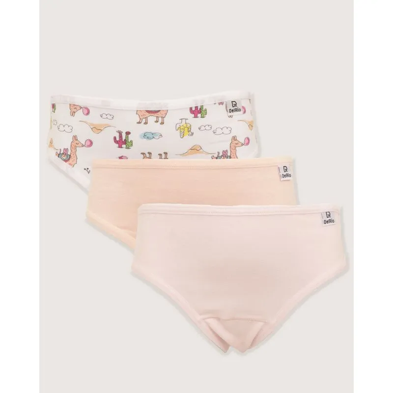 Kit 3 Calcinhas Infantil DelRio Biquíni Branca Rosa E Laranja GG