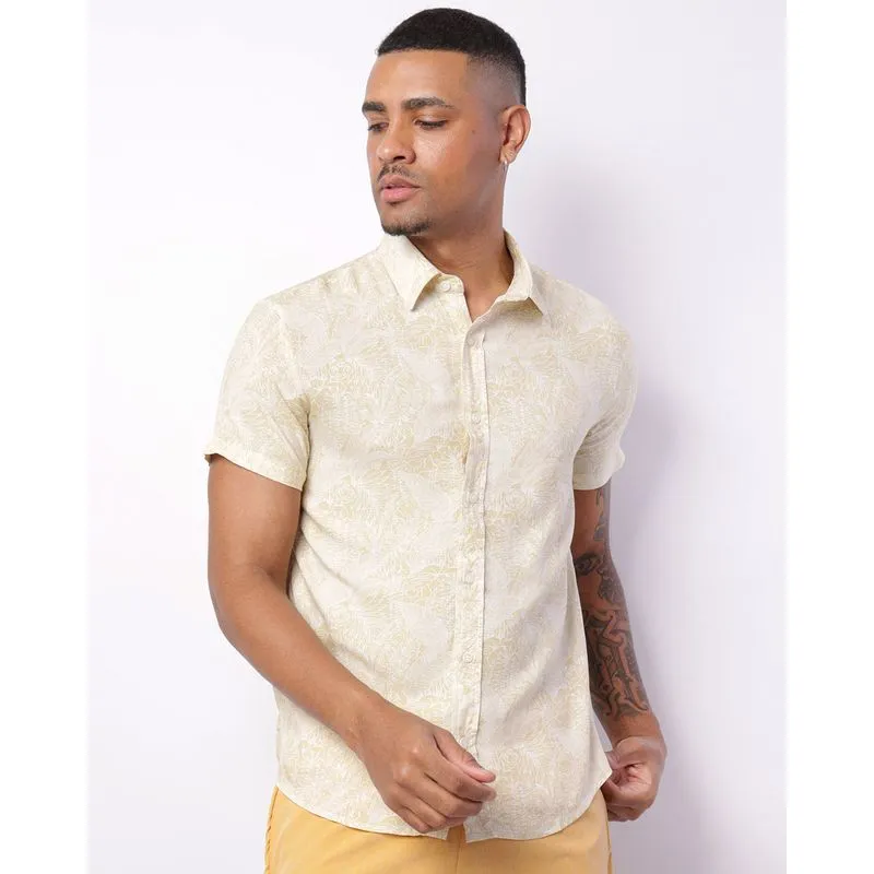 Camisa Masculina Viscose Estampada Manga Curta Verde GG