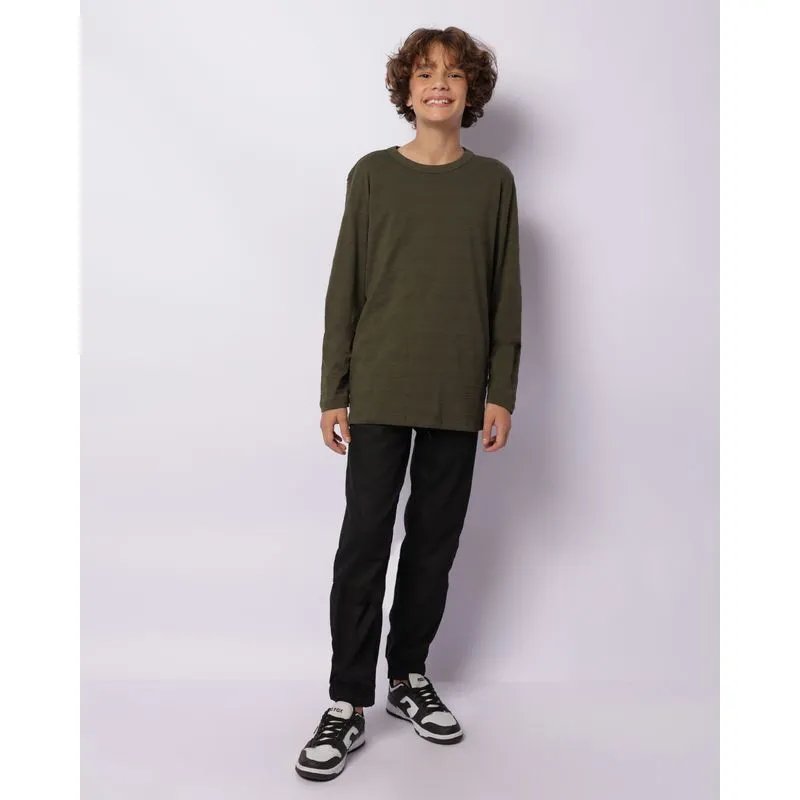Calça Juvenil Sarja Jogger Com Bolsos Preta 16