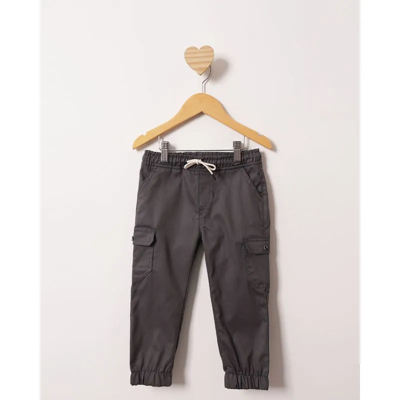 Calça Bebê Sarja Cargo Jogger Cinza 1