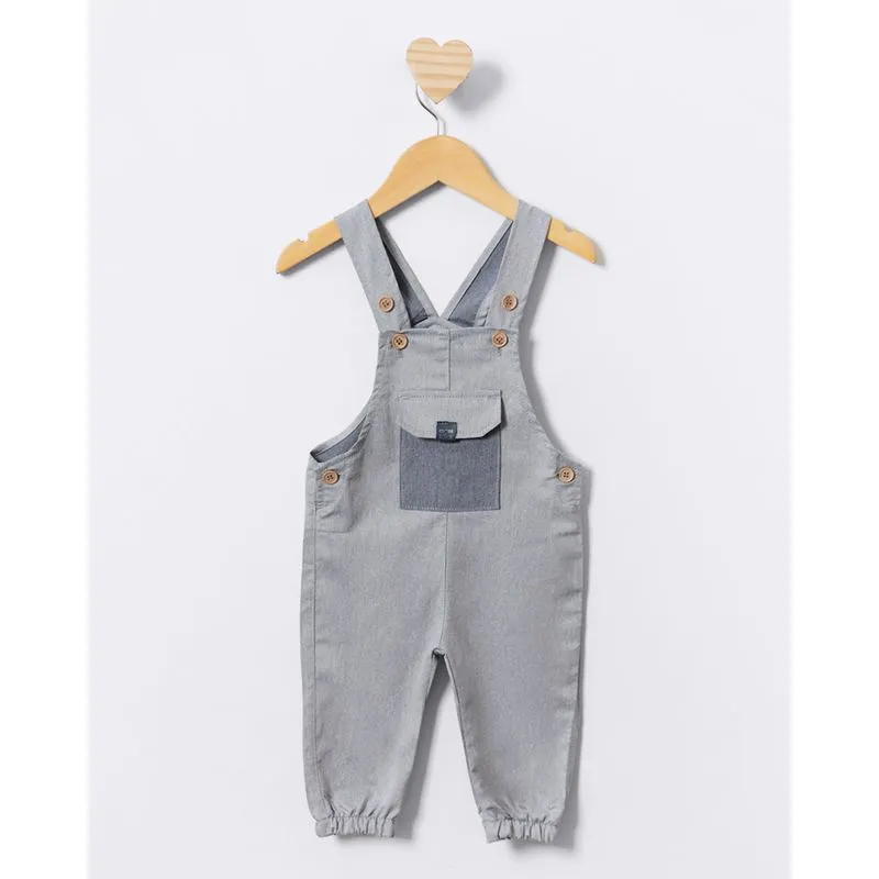 Jardineira Bebê Com Bolso Frontal Cinza G