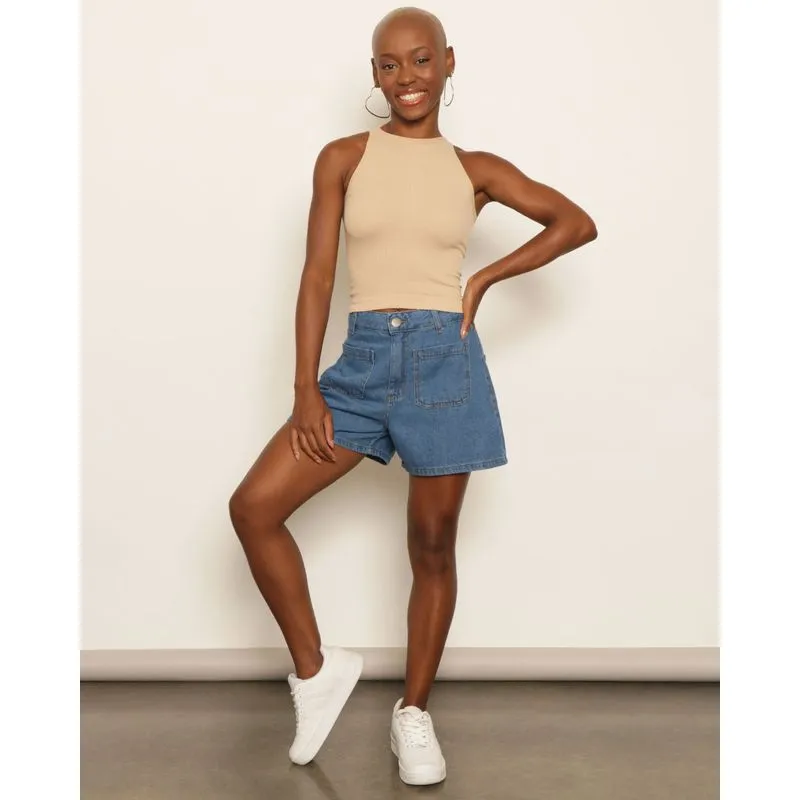 Short Jeans Feminino Carpinteiro Azul 44