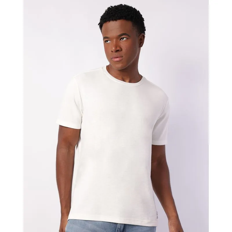 Camiseta Masculina Oversized Texturizada Manga Curta Off White M