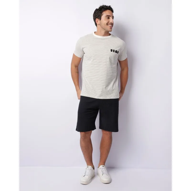 Bermuda Masculina Texturizada Com Cordão Preta P
