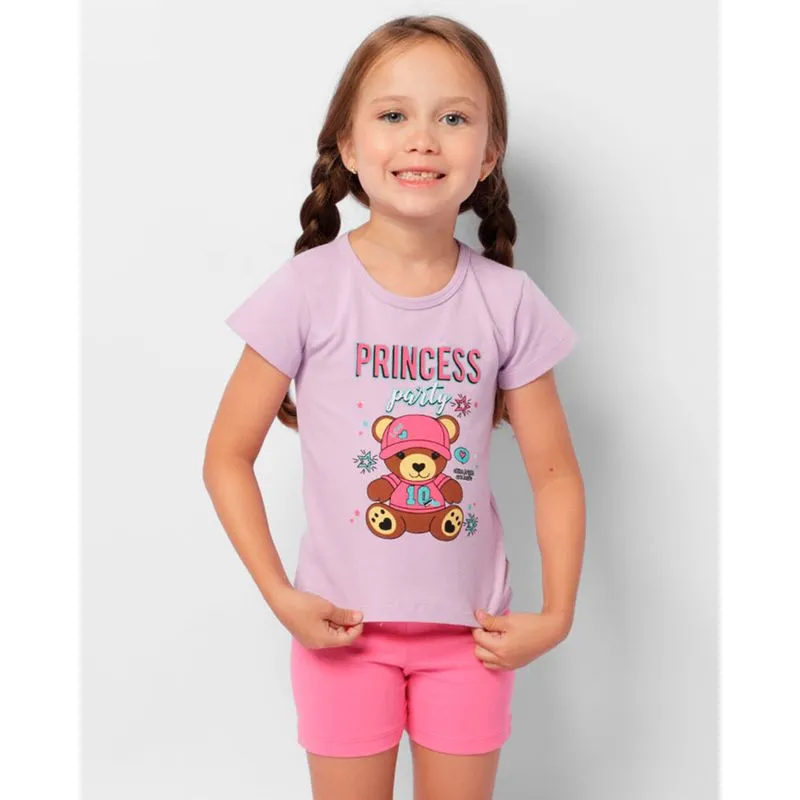 Conjunto Infantil Curto Estampa Frontal Lilás 8