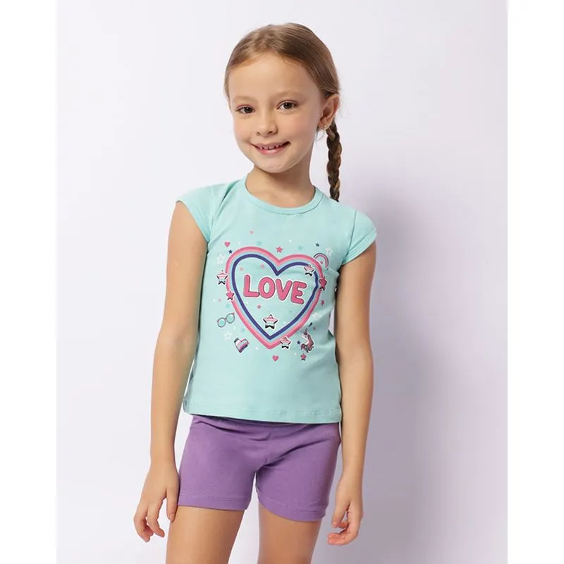 Conjunto Infantil Curto Estampa Frontal Love Verde 4