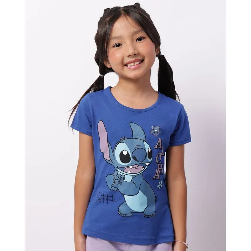Camiseta Infantil Disney Stitch Manga Curta Azul 6