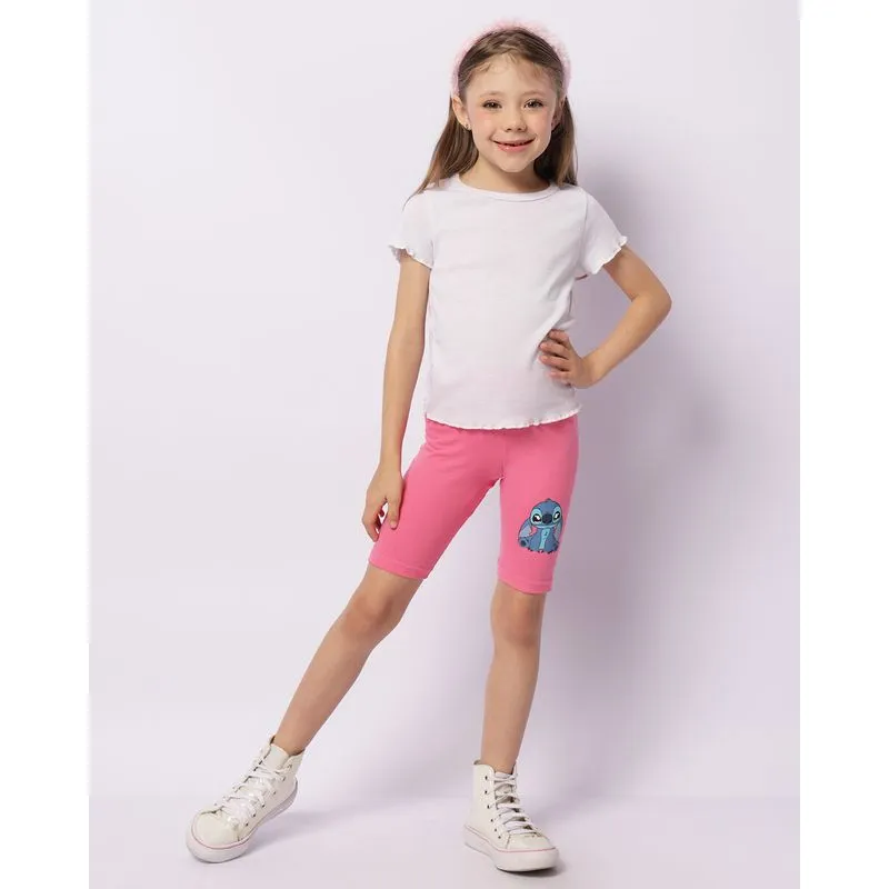 Bermuda Infantil Ciclista Disney Estampa Stitch Rosa 4