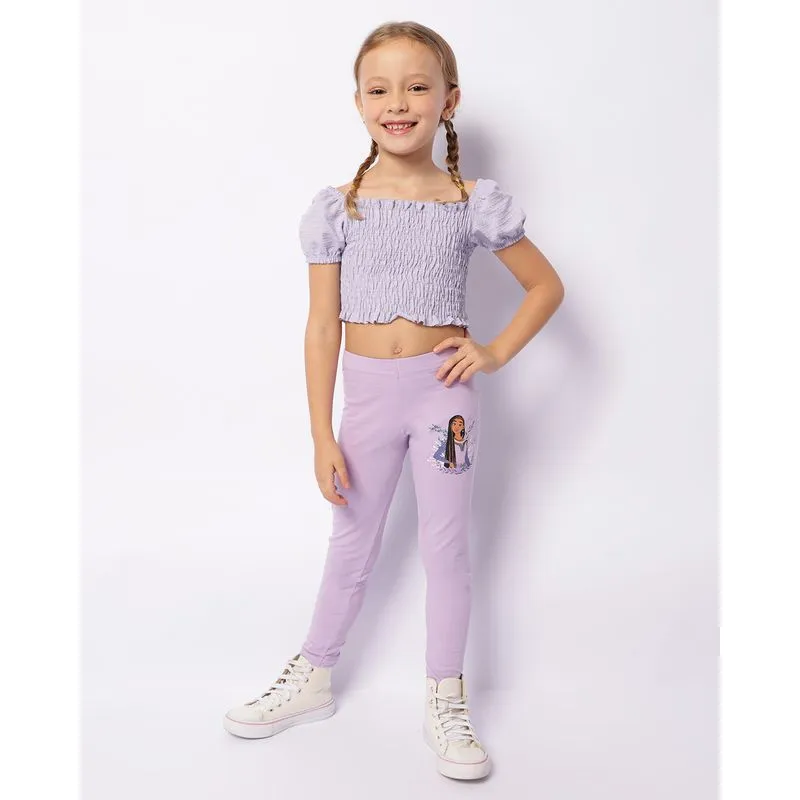Calça Legging Infantil Disney Estampa Asha Wish Lilás 10