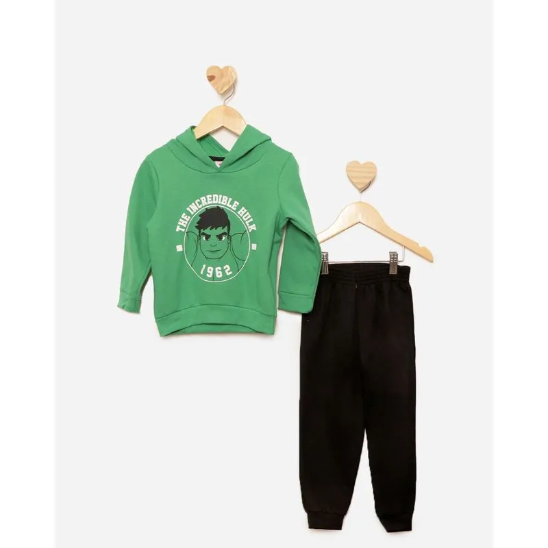 Conjunto Moletom Bebê Peluciado Marvel Estampa Hulk Verde 1