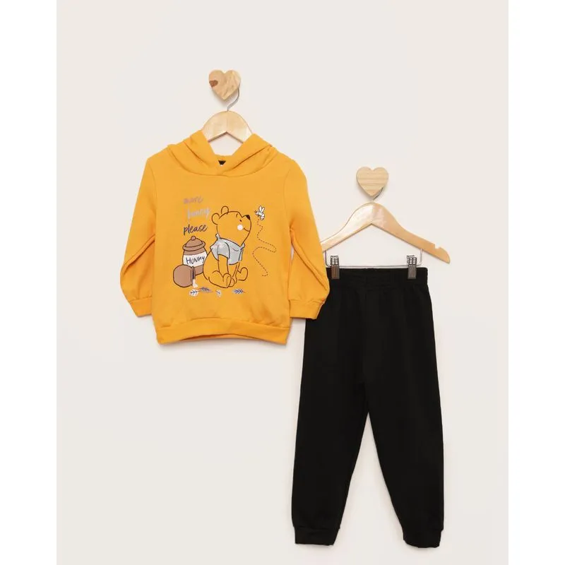 Conjunto Moletom Bebê Disney Pooh Com Capuz Mostarda 3