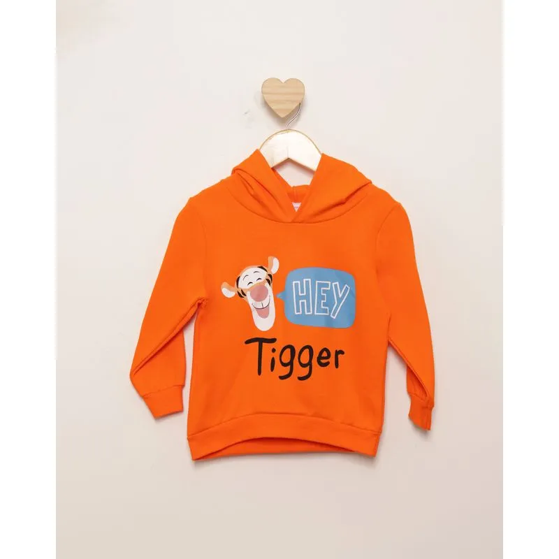 Blusão Moletom Bebê Peluciado Disney Estampa Tigrão Neon Laranja 1