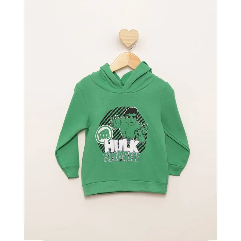 Blusão Moletom Bebê Peluciado Marvel Estampa Hulk Verde 2
