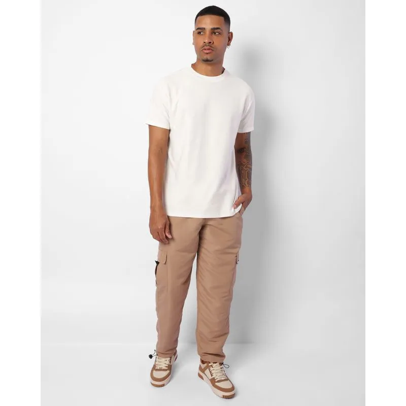 Calça Masculina Bolso Cargo Barra Com Regulador Bege P