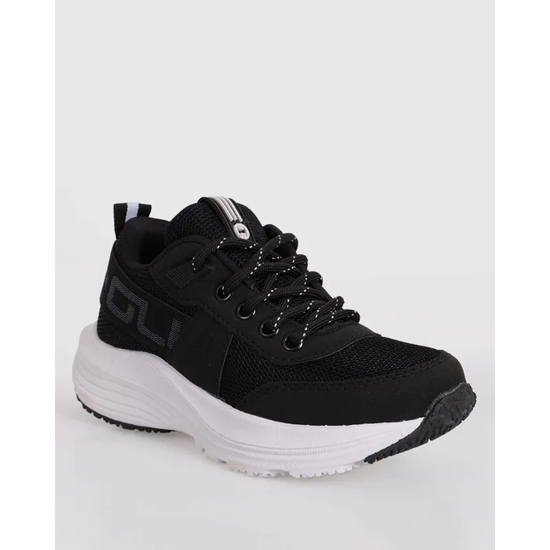 Tênis Infantil Esportivo Ollie Recortes Com Estampa Preto 30
