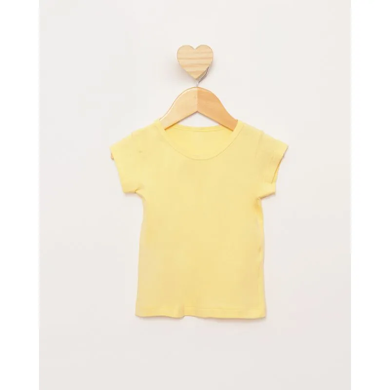 Blusa Bebê Manga Curta Lisa Amarela 1