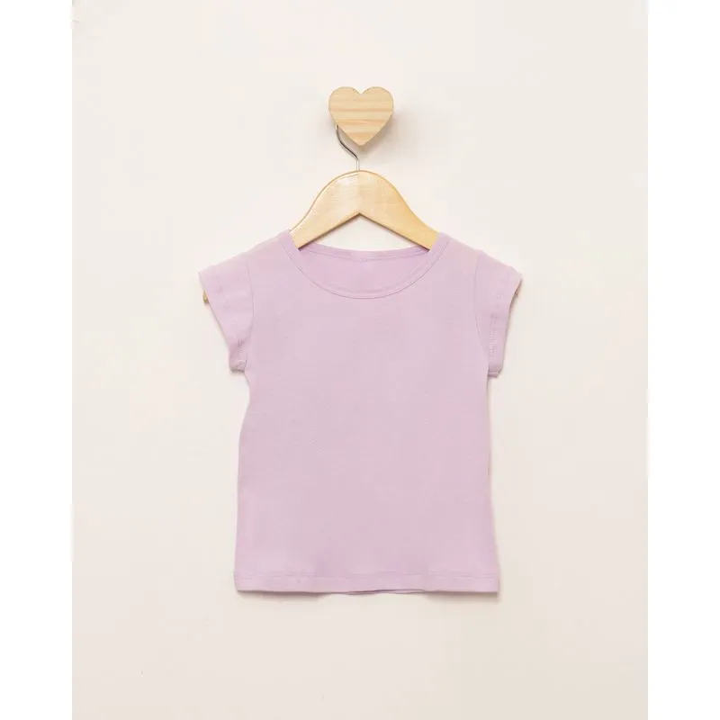 Blusa Bebê Manga Curta Lisa Lilás 3