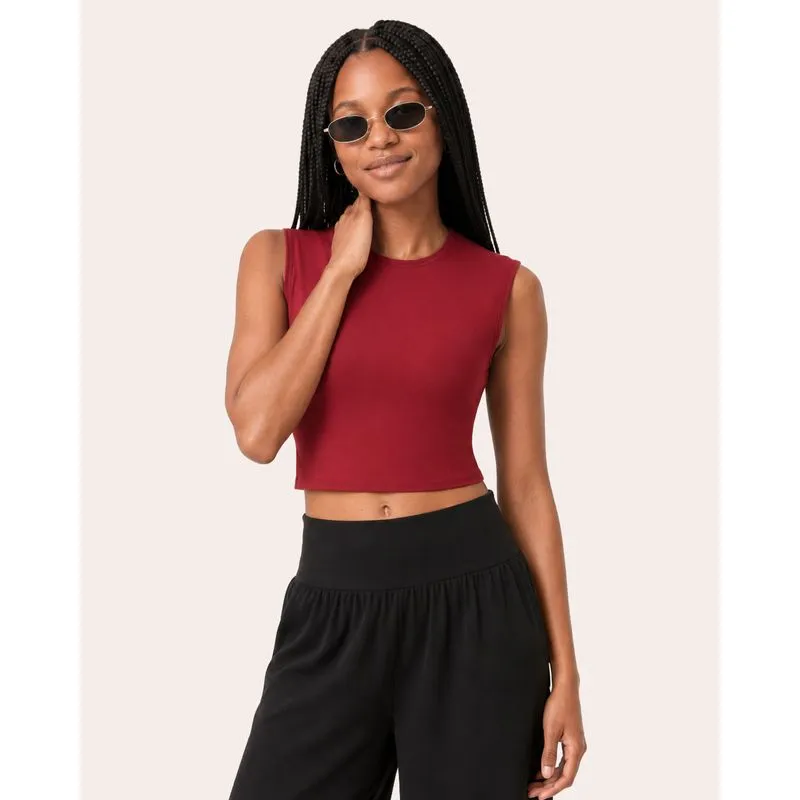 Blusa Feminina Canelada Cropped Vinho P
