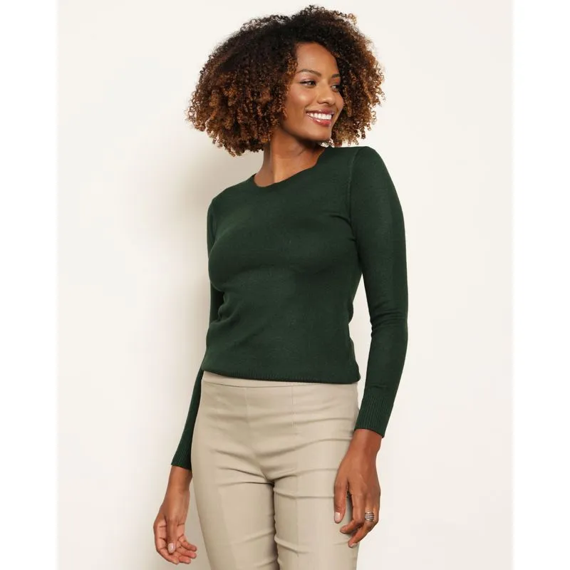 Blusa Feminina Tricô Manga Longa Verde GG