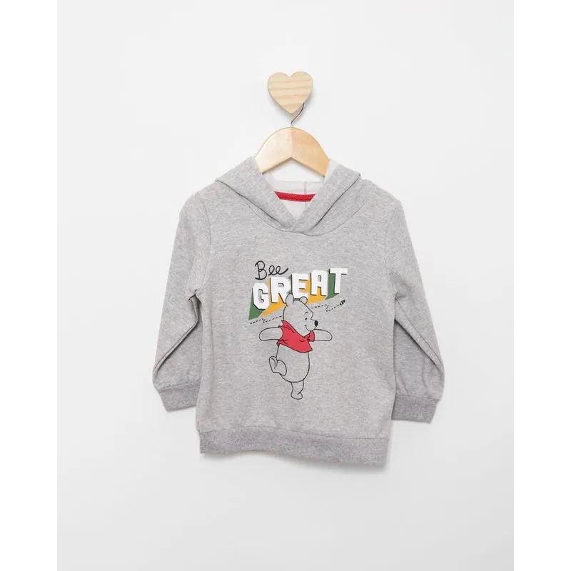 Blusão Moletom Bebê Peluciado Disney Ursinho Pooh Cinza 3