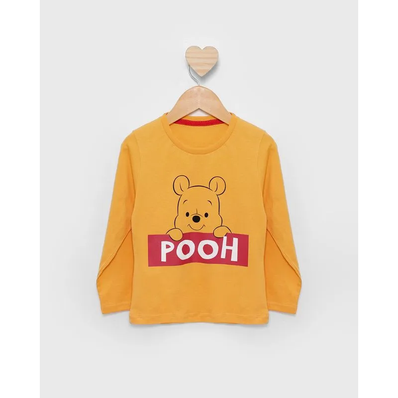 Camiseta Bebê Disney Pooh Manga Curta Mostarda 1
