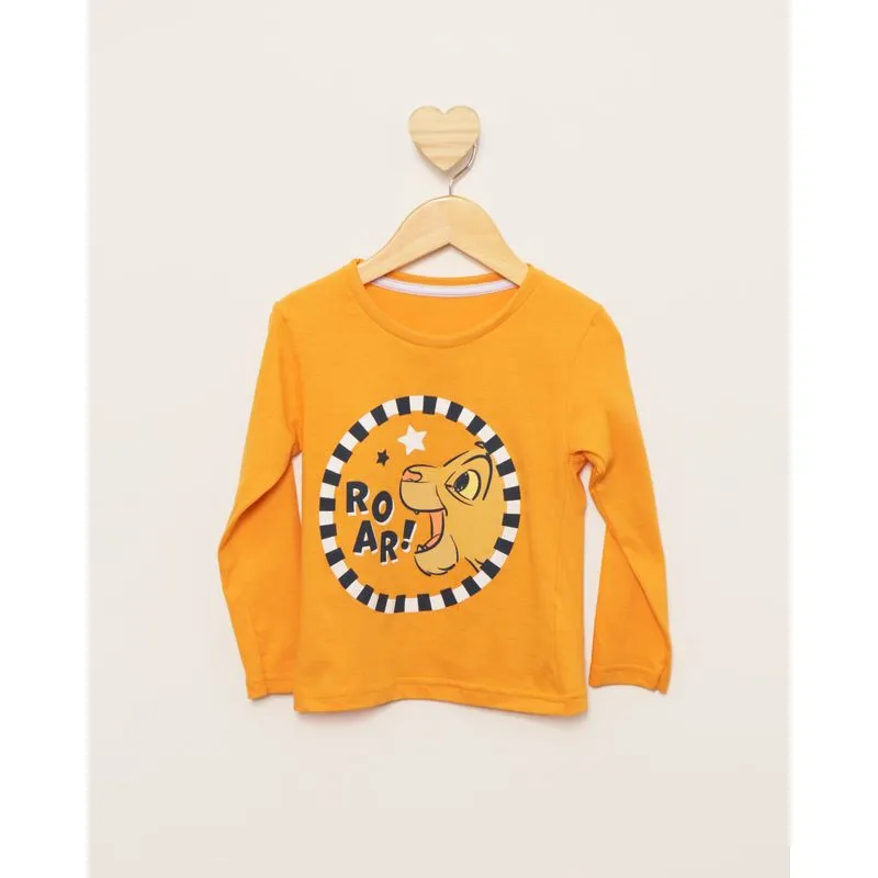 Camiseta Bebê Disney Rei Leão Manga Longa Mostarda 2