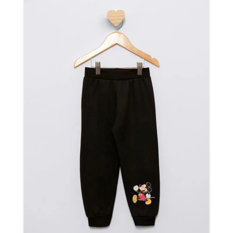 Calça Moletom Bebê Peluciada Jogger Disney Estampa Mickey Preta 3
