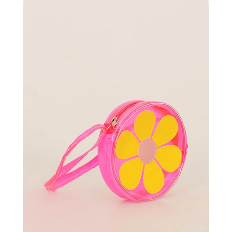 Bolsa Infantil Bordado Flor Neon Rosa UN