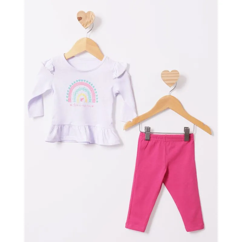 Conjunto Bebê Manga Longa Babados Glitter Branco M