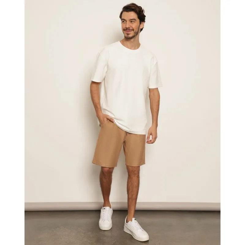 Bermuda Masculina Moletinho Reta Bege M