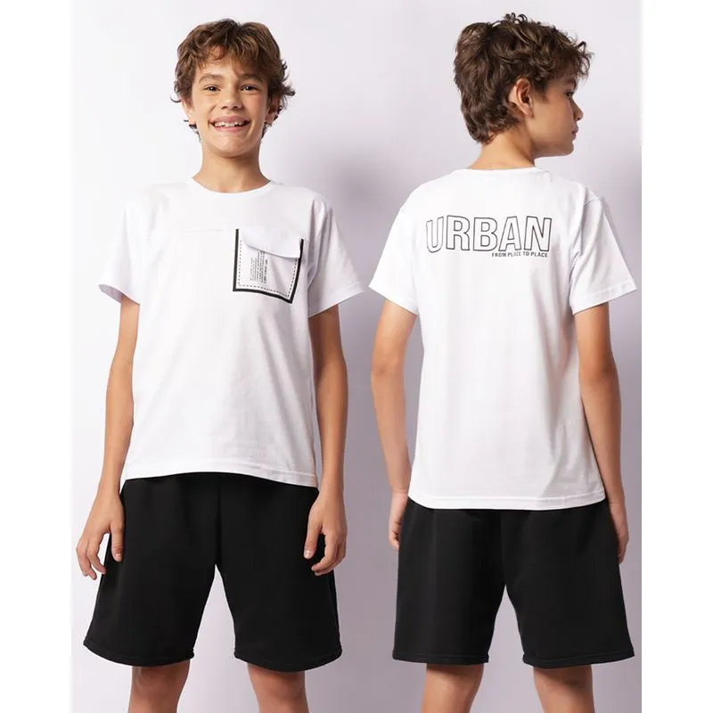 Camiseta Juvenil Estampa Com Recortes Manga Curta Branca 12