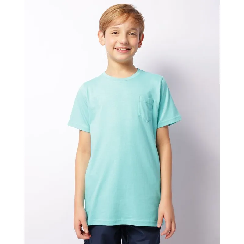 Camiseta Juvenil Com Bolso Manga Curta Azul 14