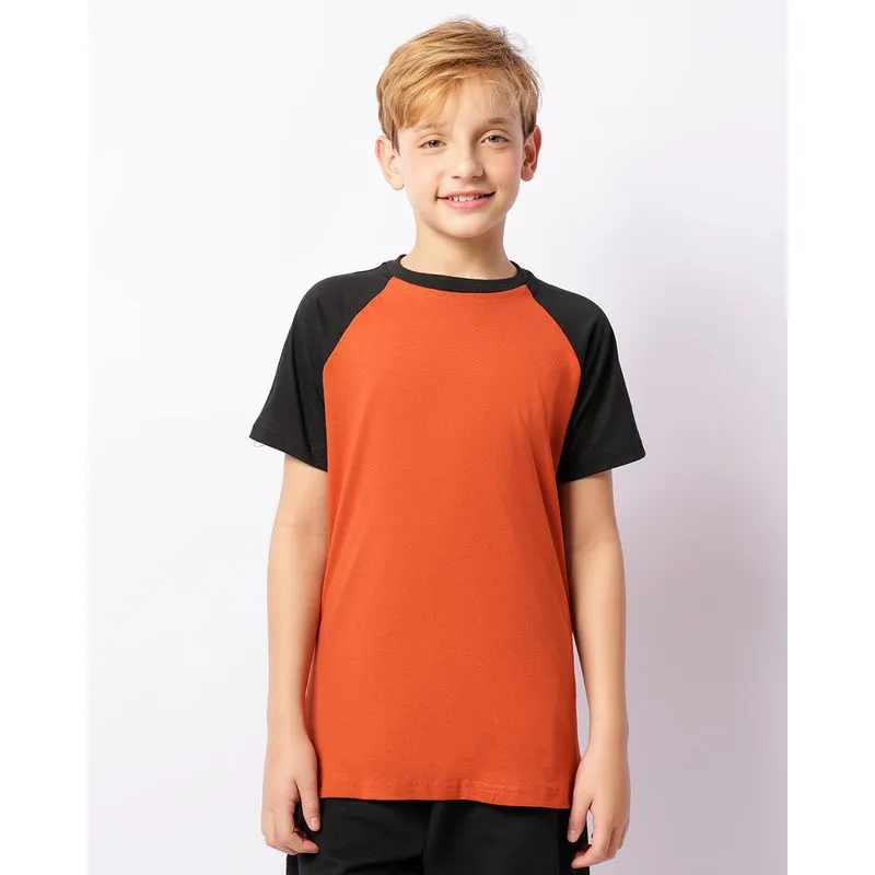 Camiseta Juvenil Básica Manga Curta Raglan Marrom 10