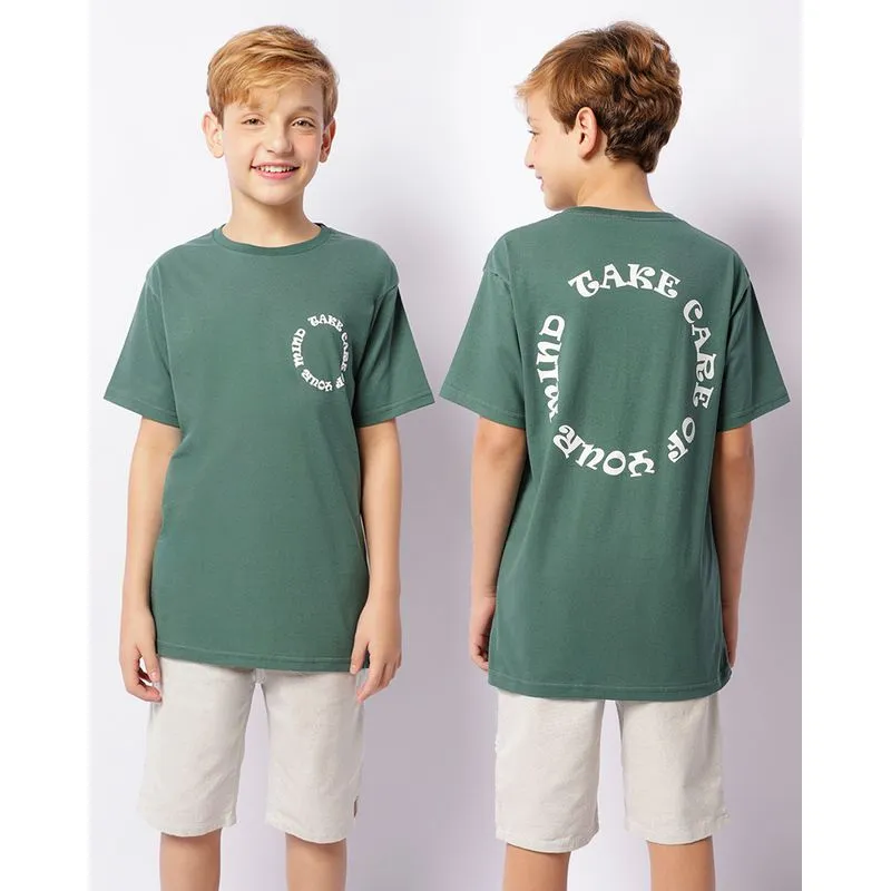 Camiseta Juvenil Estampa Escrita Manga Curta Verde 12