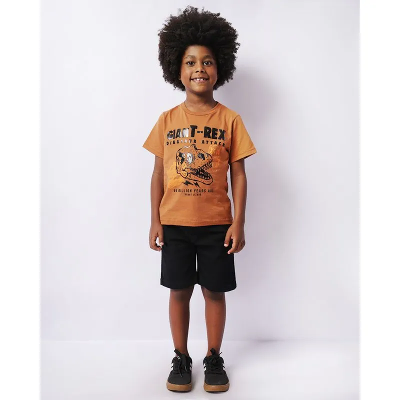 Bermuda Infantil Sarja Reta Com Bolsos Preta 6