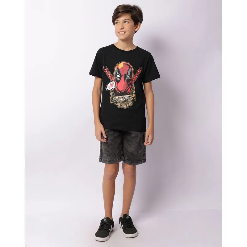 Bermuda Jeans Juvenil Reta Com Bolsos Preta 12