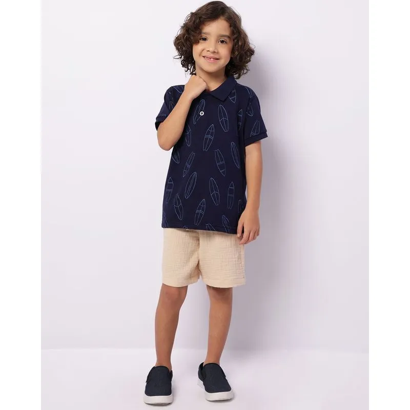 Bermuda Infantil Reta Algodão Texturizado Com Bolsos Bege 8