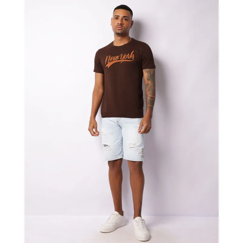 Bermuda Jeans Masculina Gangster Destroyed Azul 36