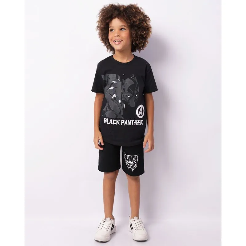 Bermuda Infantil Moletinho Marvel Pantera Negra Preta 12