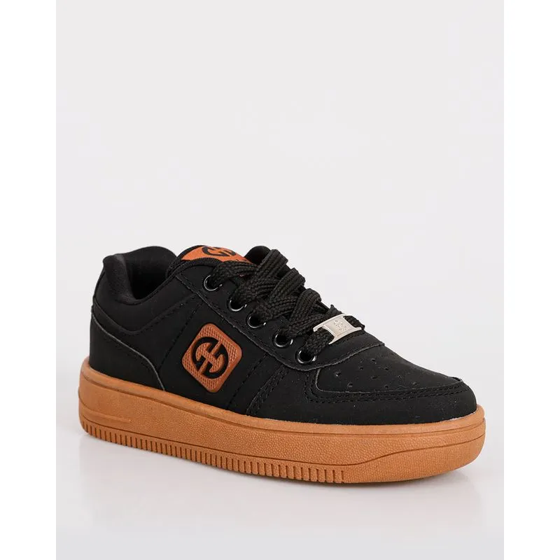 Tênis Infantil Casual Ollie Com Recortes Preto 33