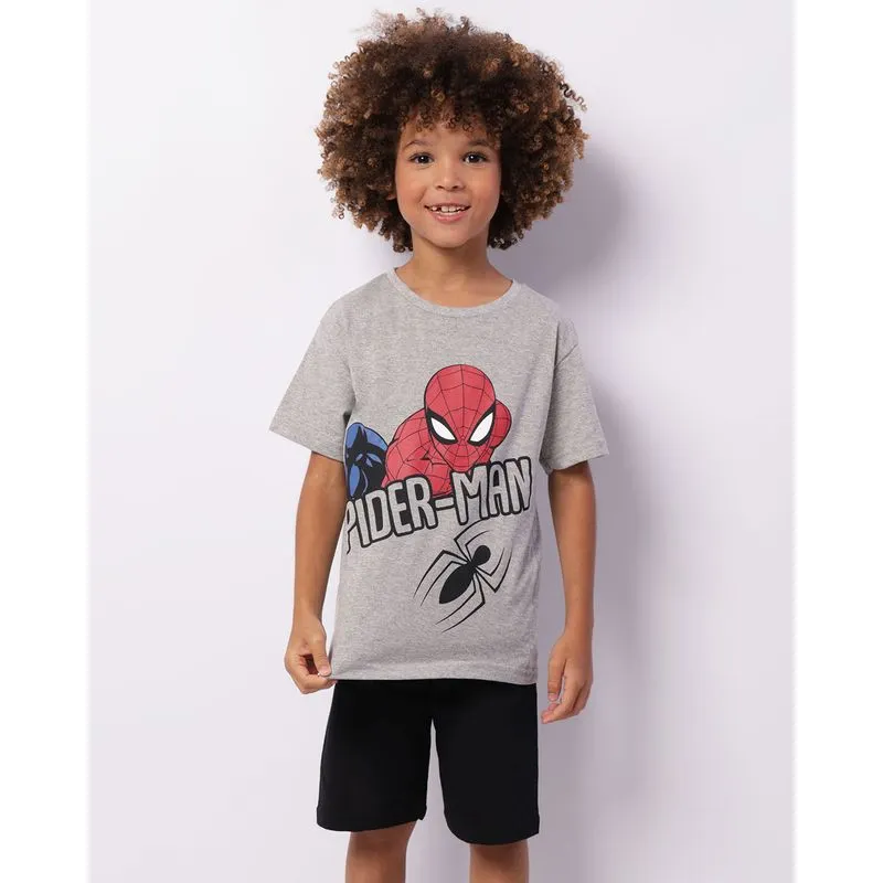 Conjunto Infantil Curto Marvel Homem Aranha Cinza 8