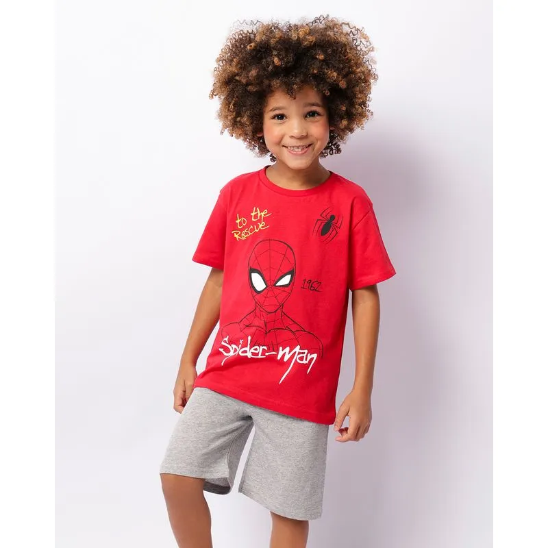 Conjunto Infantil Curto Marvel Estampa Homem Aranha Vermelho 8