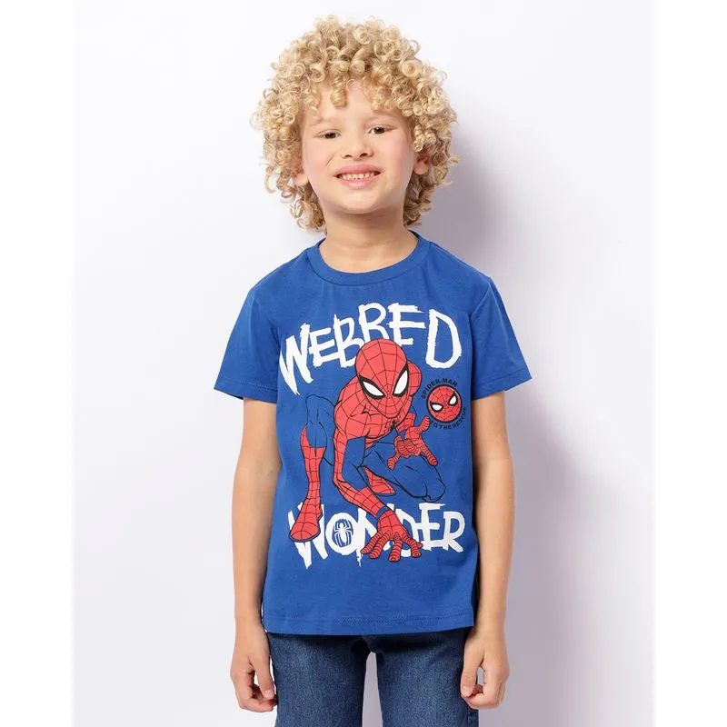 Camiseta Infantil Marvel Homem Aranha Manga Curta Azul 8