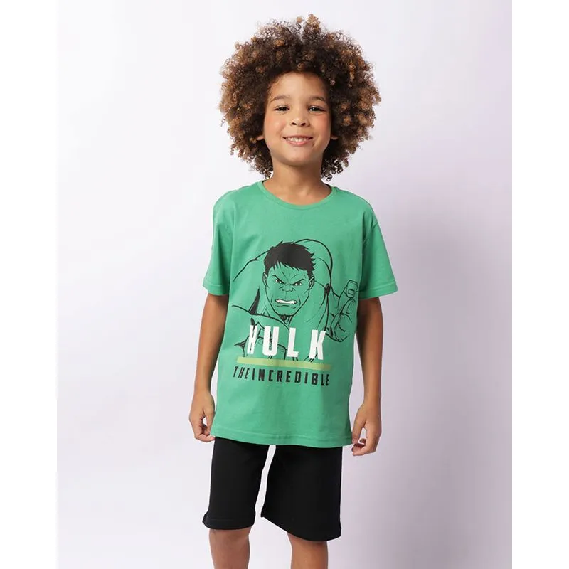 Conjunto Infantil Curto Marvel Estampa Hulk Verde 8