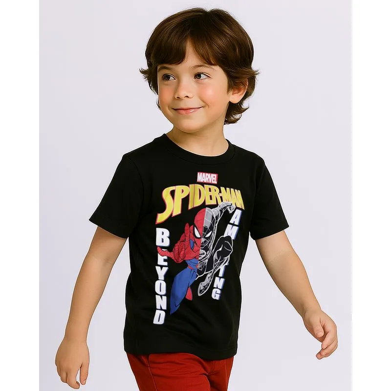 Camiseta Infantil Marvel Homem Aranha Algodão Manga Curta Preta 8