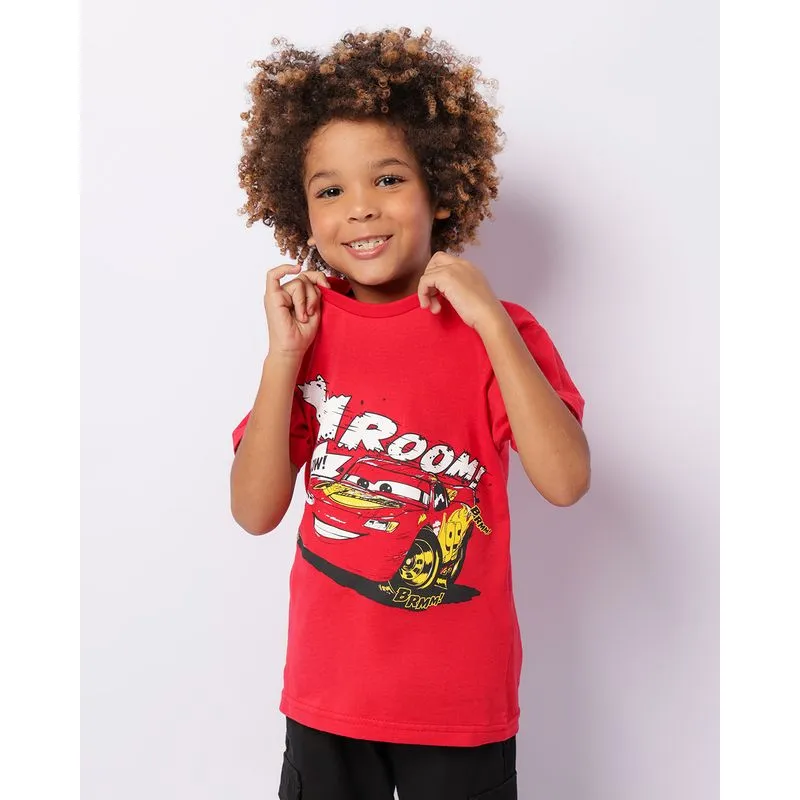 Camiseta Infantil Disney Carros Manga Curta Vermelho 6