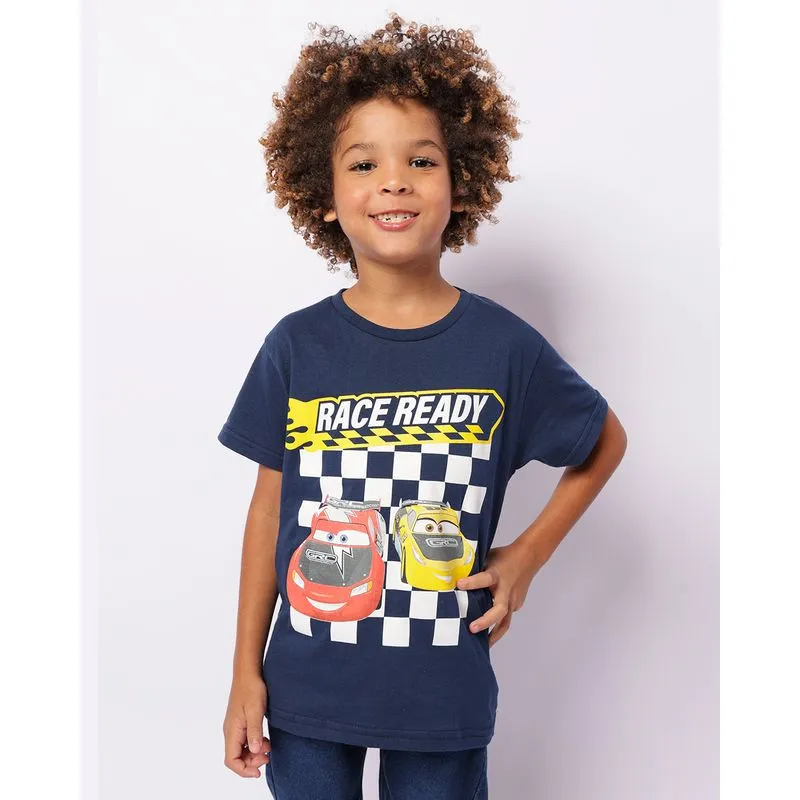 Camiseta Infantil Disney Carros Manga Curta Marinho 6