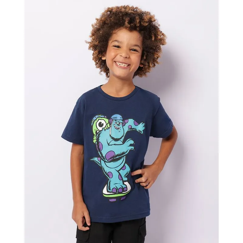 Camiseta Infantil Disney Monstro SA Manga Curta Marinho 6
