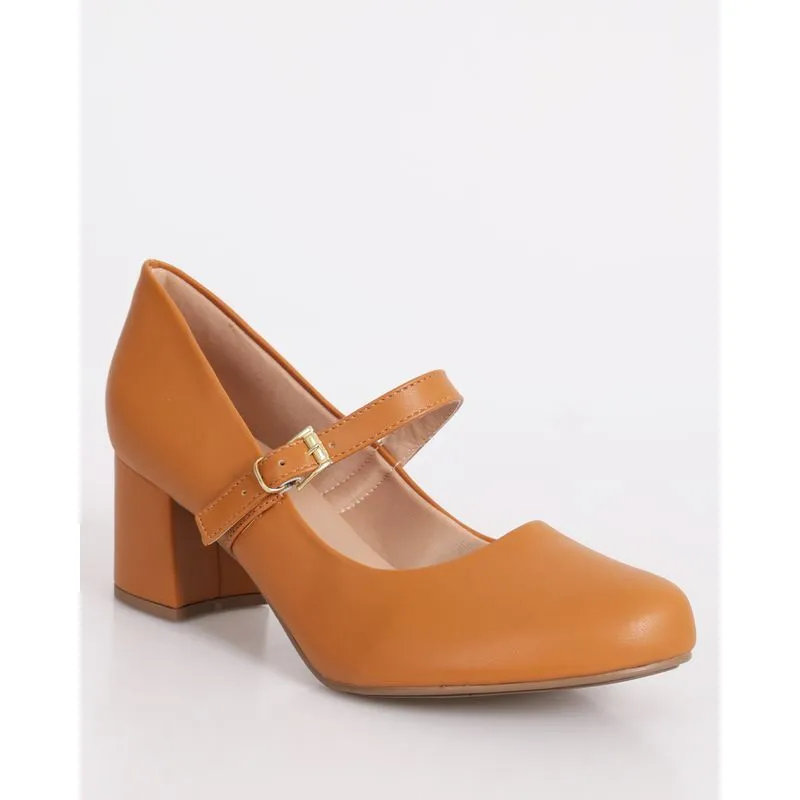 Sapato Feminino Boneca Salto Grosso Bege 38