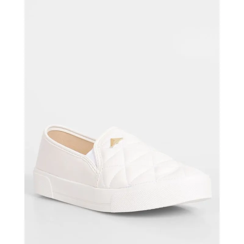 Tênis Feminino Slip On Com Recortes Branco 36
